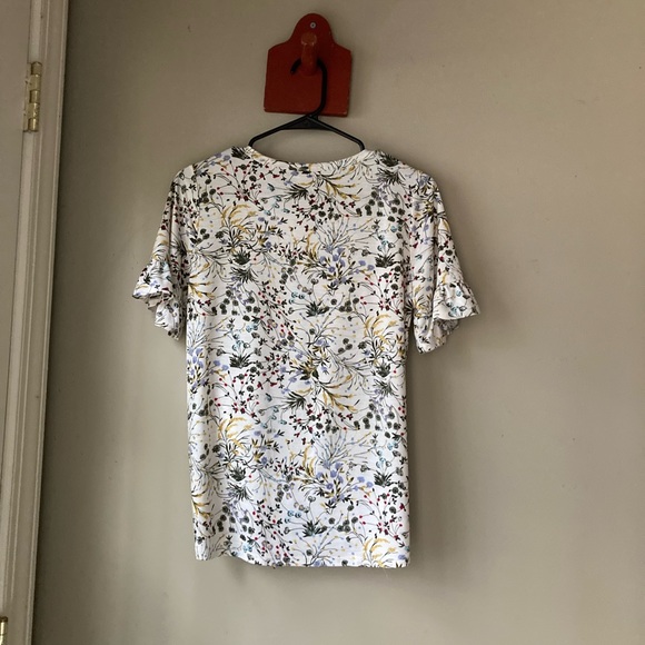 Lazy Sundays White Floral Print Tie Front Top S - Picture 3 of 6